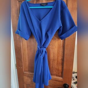 Eloquii dress in vibrant blue with detachable belt